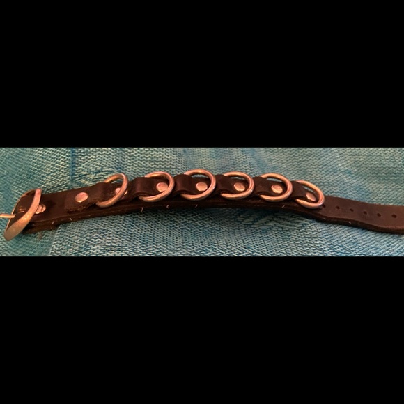 Genuine Leather metal ring/hoop cuff bracelet - Picture 3 of 11
